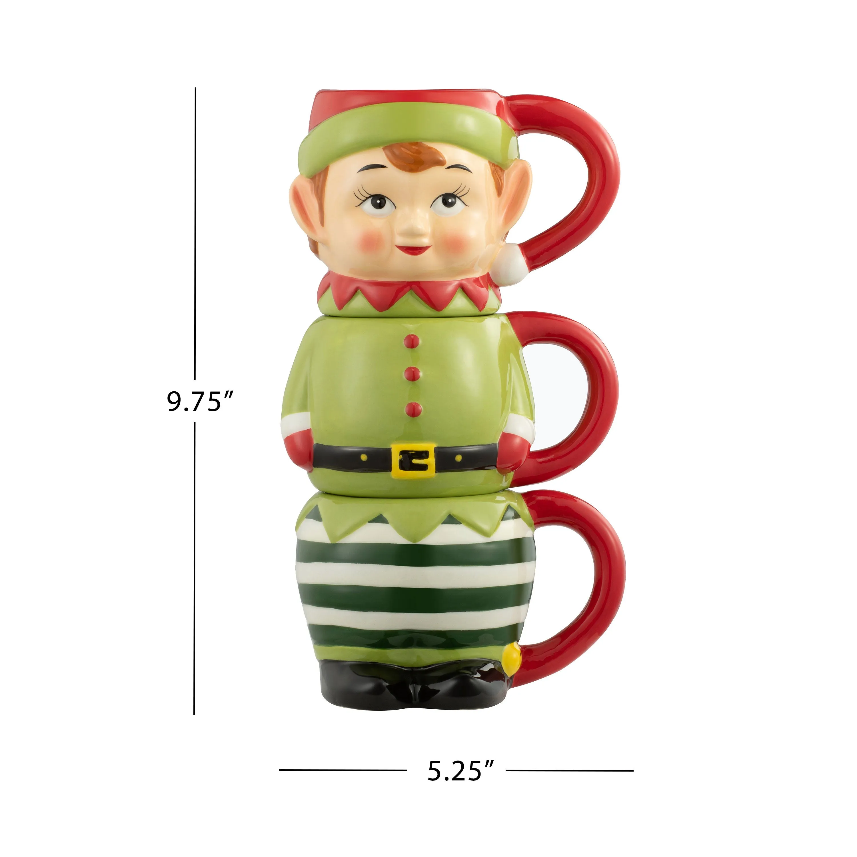 12 oz. Set of 3 Ceramic Stacking Mugs - Elf