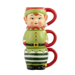 12 oz. Set of 3 Ceramic Stacking Mugs - Elf