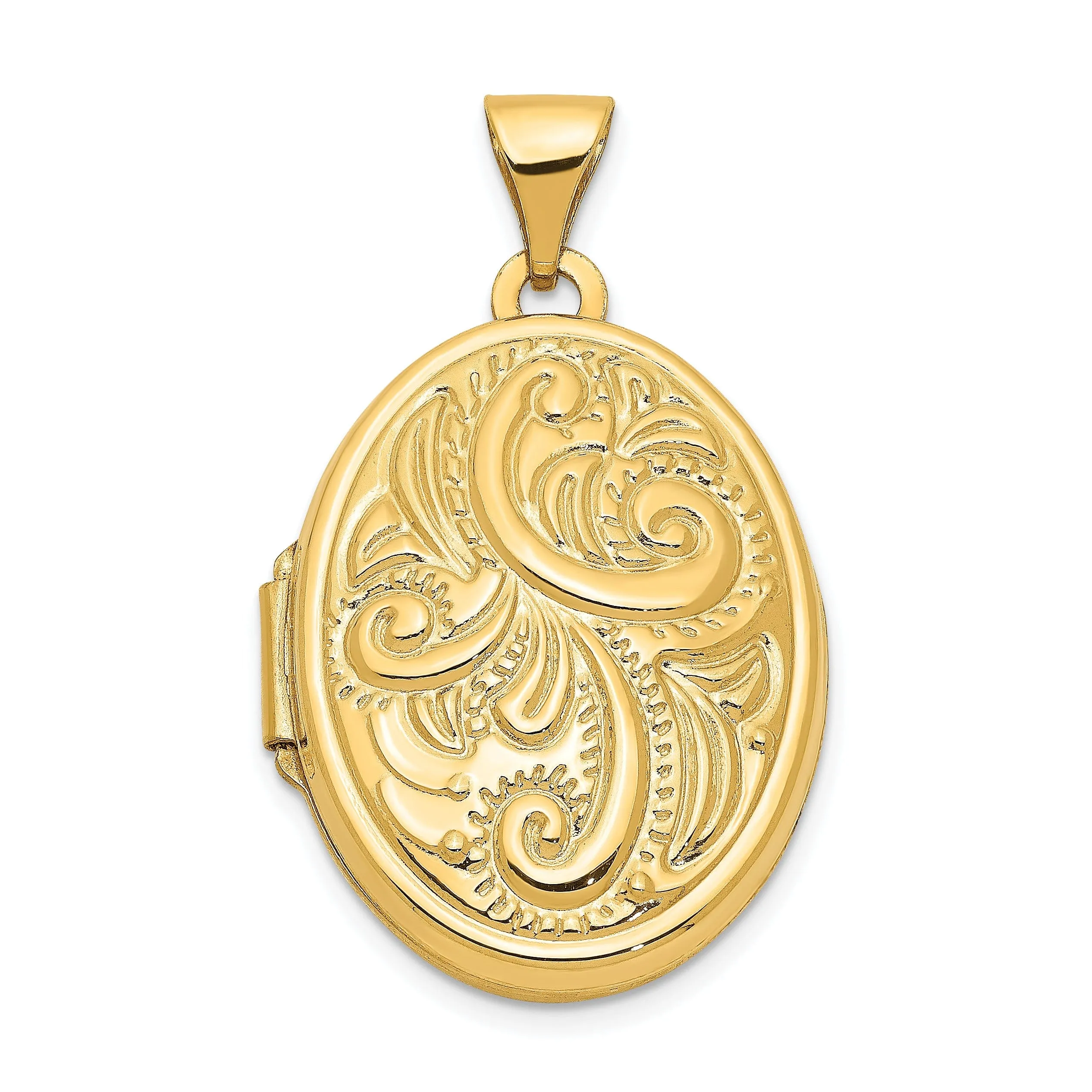 14k Yellow Gold Domed Oval Locket