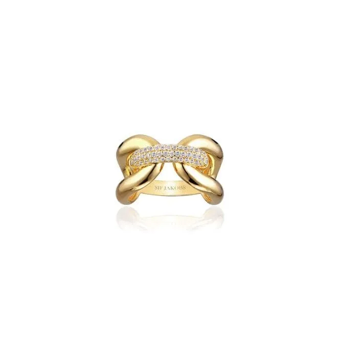 18k Gold Plated Capri Tre Ring SJ-R62016-CZ-SG