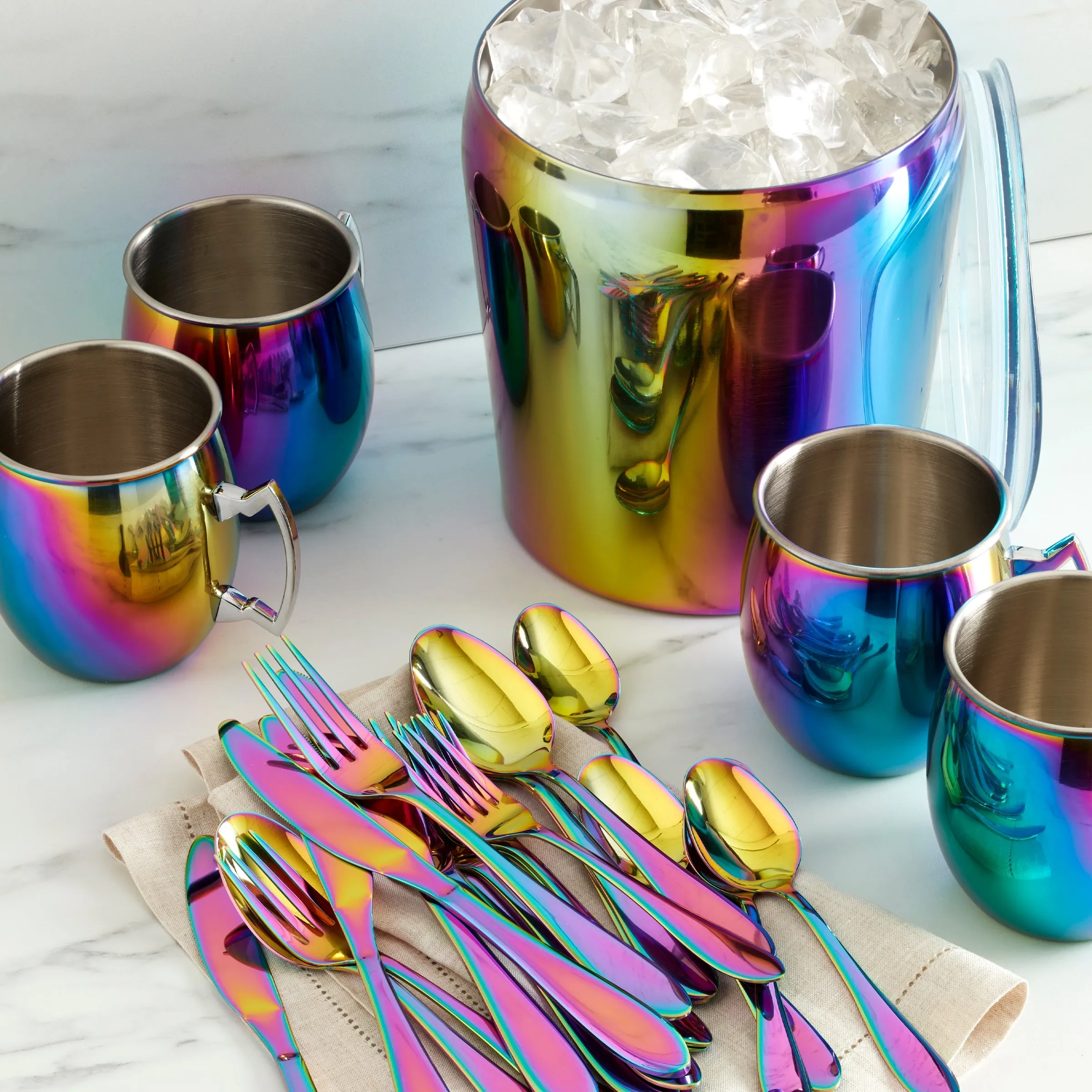 20 Oz Rainbow Moscow Mule Mugs, Set Of 4