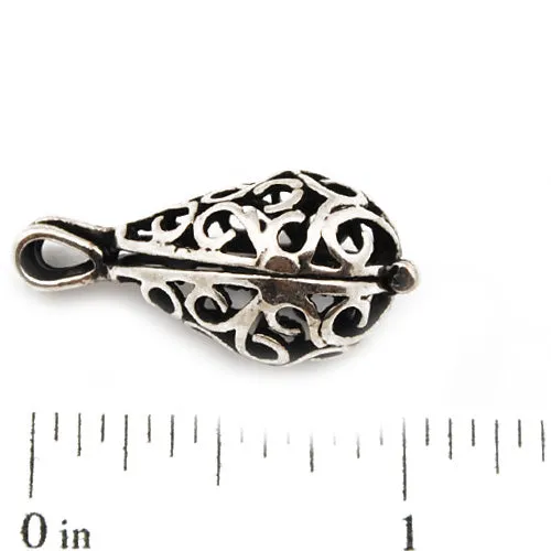 26*13 mm Antique Silver Filigree Teardrop Brass Lockets Pendant ,Sold 25 pcs per pkg