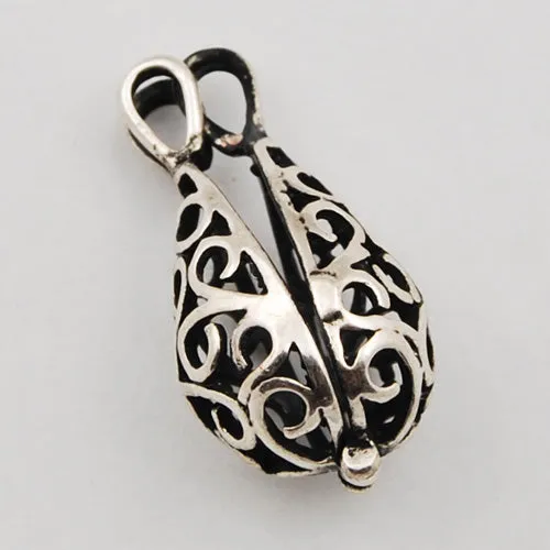 26*13 mm Antique Silver Filigree Teardrop Brass Lockets Pendant ,Sold 25 pcs per pkg