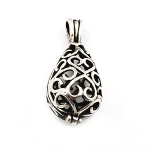 26*13 mm Antique Silver Filigree Teardrop Brass Lockets Pendant ,Sold 25 pcs per pkg