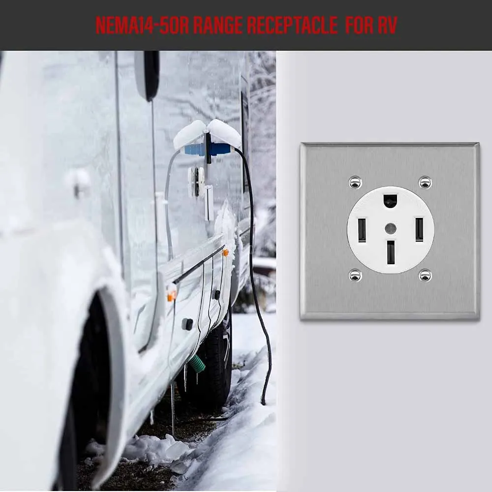 50 Amp Electrical Outlet for RV and EV Charges NEMA 14-50R White