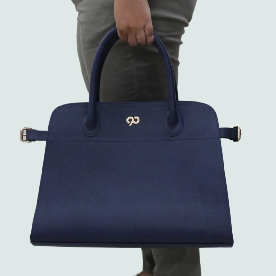 90 Feet Sarah Midnight Blue Genuine Leather Tote