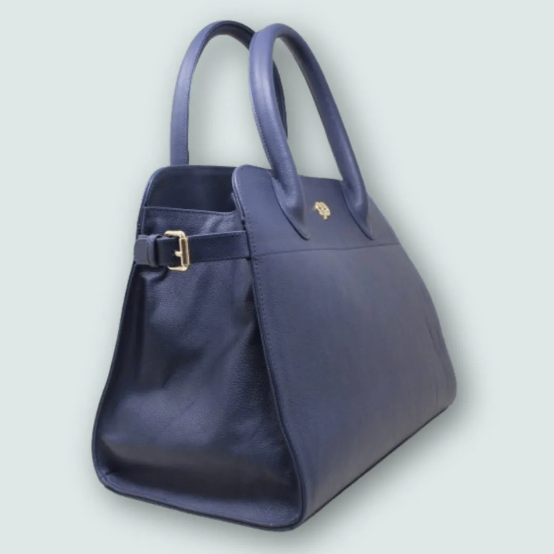 90 Feet Sarah Midnight Blue Genuine Leather Tote