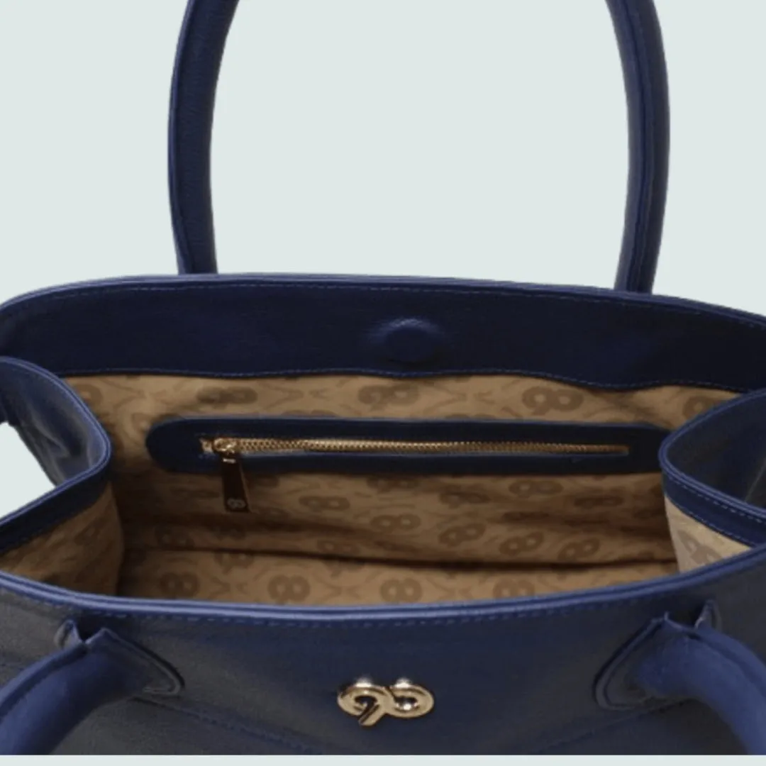 90 Feet Sarah Midnight Blue Genuine Leather Tote