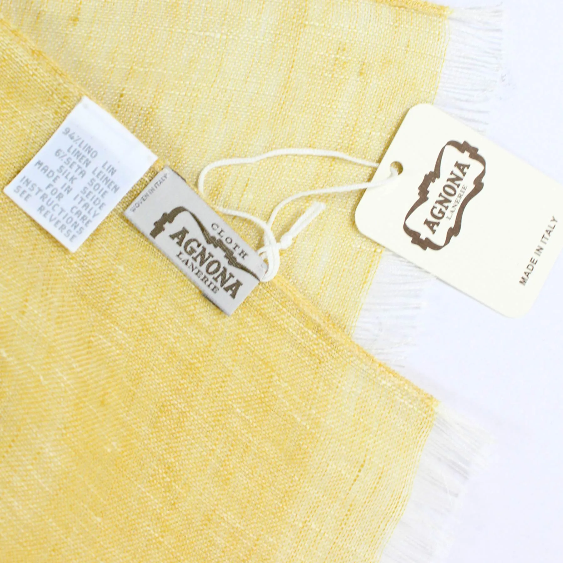 Agnona Scarf Yellow Design - Luxury Linen Shawl - FINAL SALE