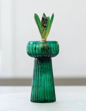 Apple Green Ribbed Hyacinth Vase