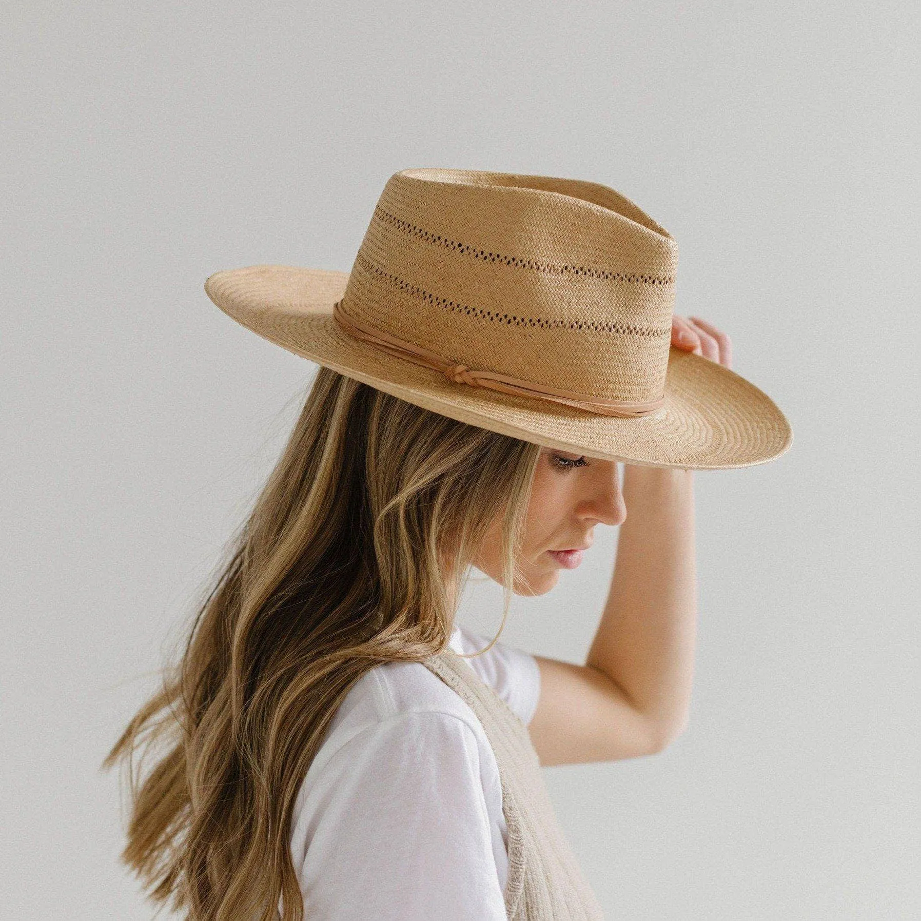 Arlo Straw Teardrop Fedora: Size 59 M/L / Honey