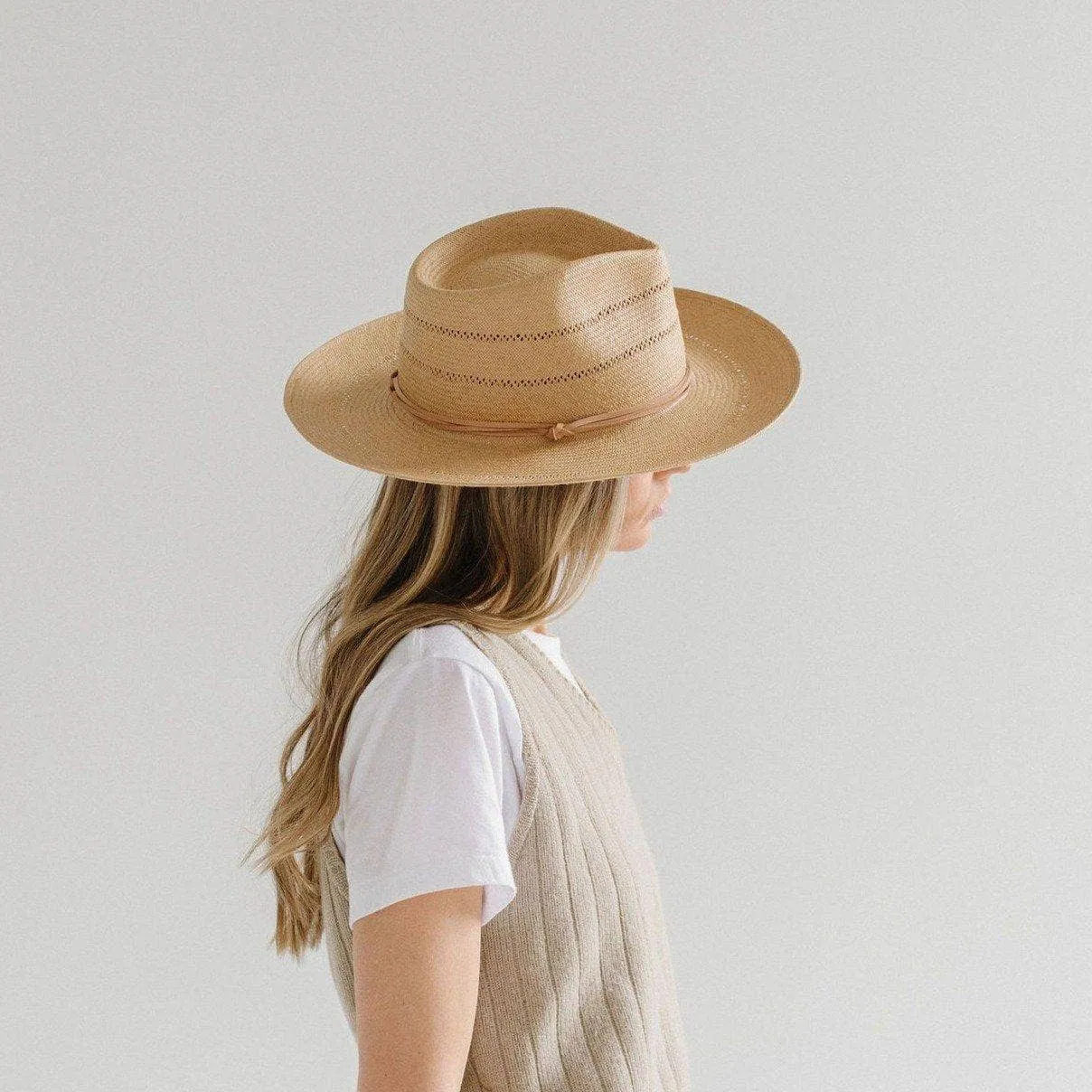 Arlo Straw Teardrop Fedora: Size 59 M/L / Honey