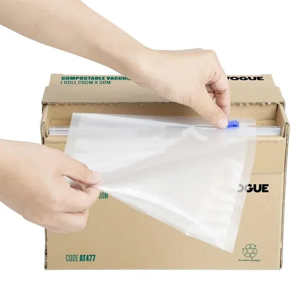 AT477 Vogue Compostable Vacuum Pack Roll Cutter Box 20cm x 30m