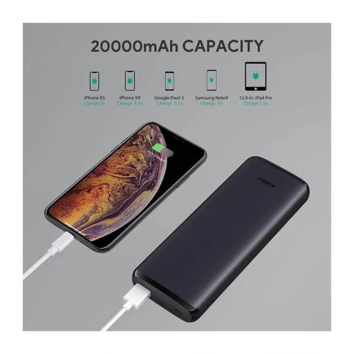 Aukey Powerbank 3-Port 20000mAh w/ 45w Power Delivery Black