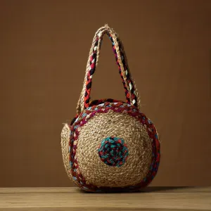 Beige - Handcrafted Multipurpose Jute Round Hand Bag