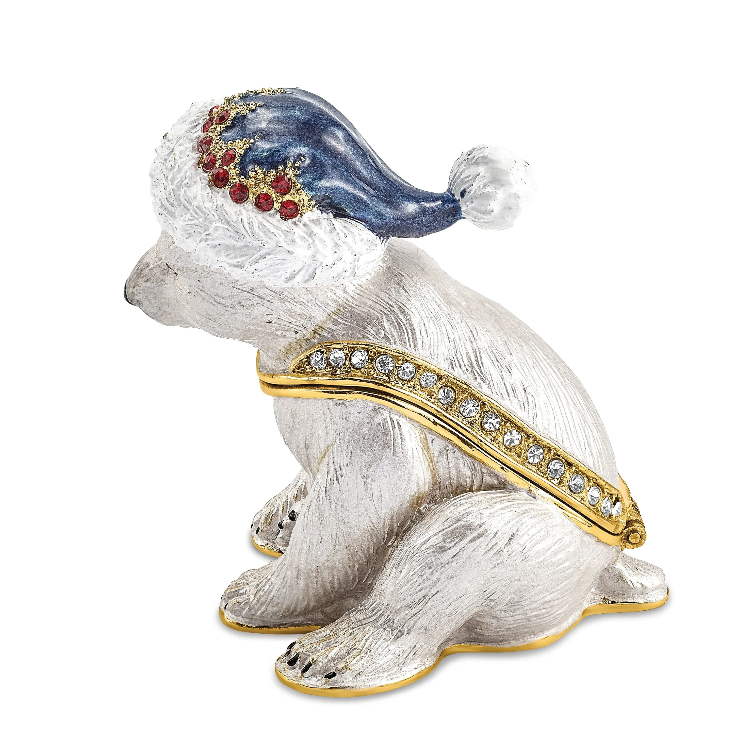 Bejeweled Multi Color Finish NOELLE Cuddly Polar Bear Cub Trinket Box