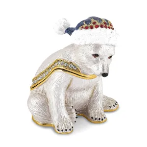 Bejeweled Multi Color Finish NOELLE Cuddly Polar Bear Cub Trinket Box