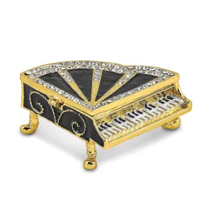 Bejeweled Pewter Multi Color Finish SERENADE Grand Piano Trinket Box