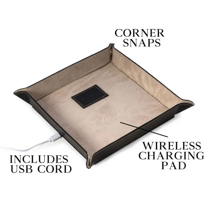 Bey-Berk Robert Leather Valet w/Wireless Charger