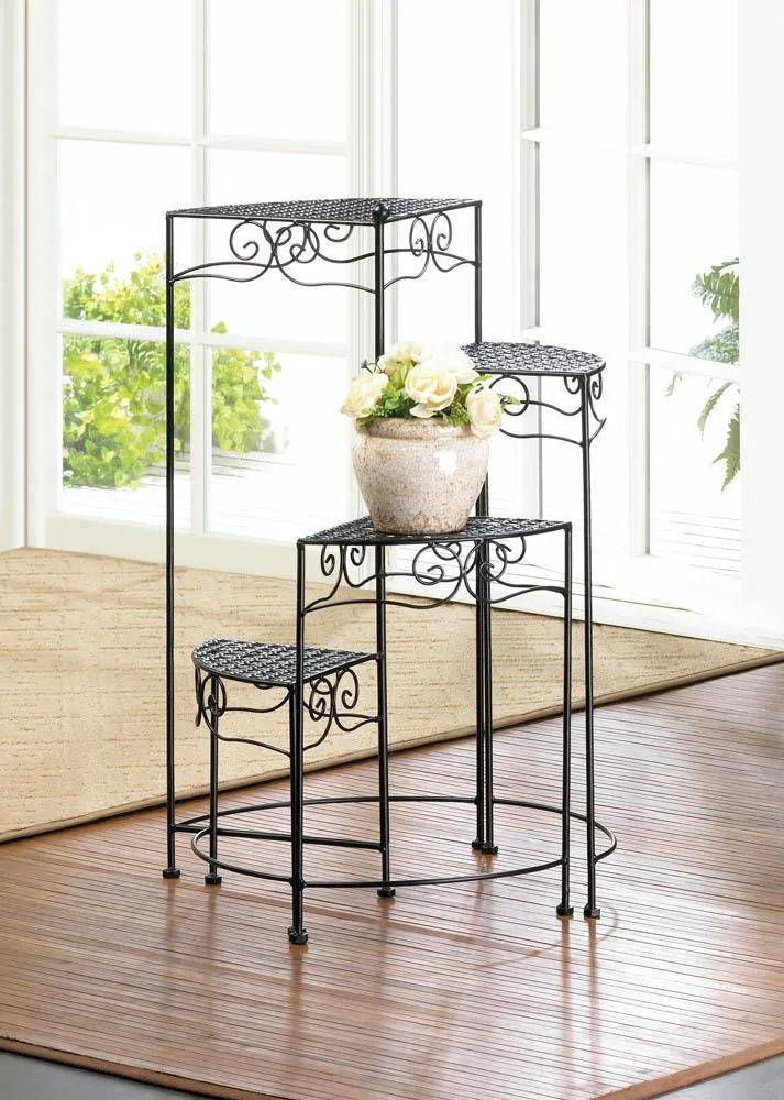 Black 4-Tier Metal Plant Stand