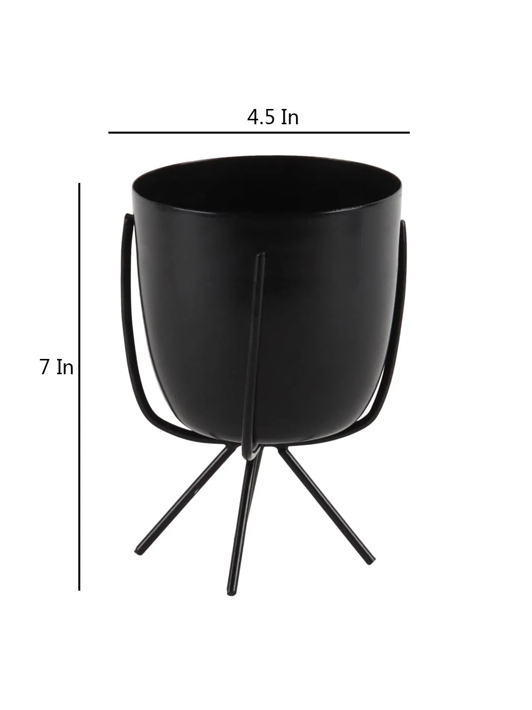 Black Metal Planter with Stand (Set of 2)