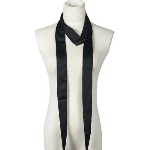 Black Plain Silky Skinny Scarf