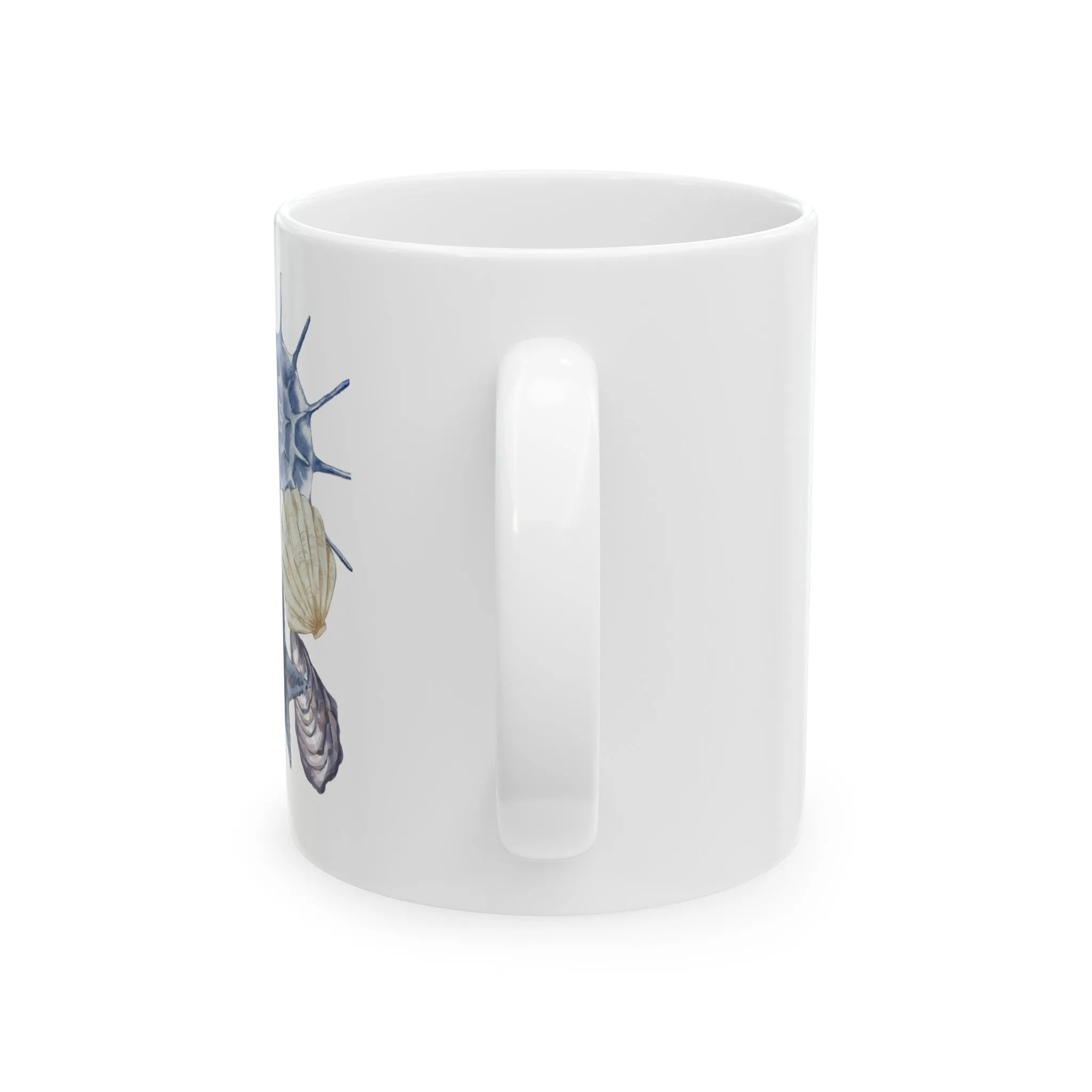 Blue Seashell and Starfish Mug - Coastal Ceramic Drinkware