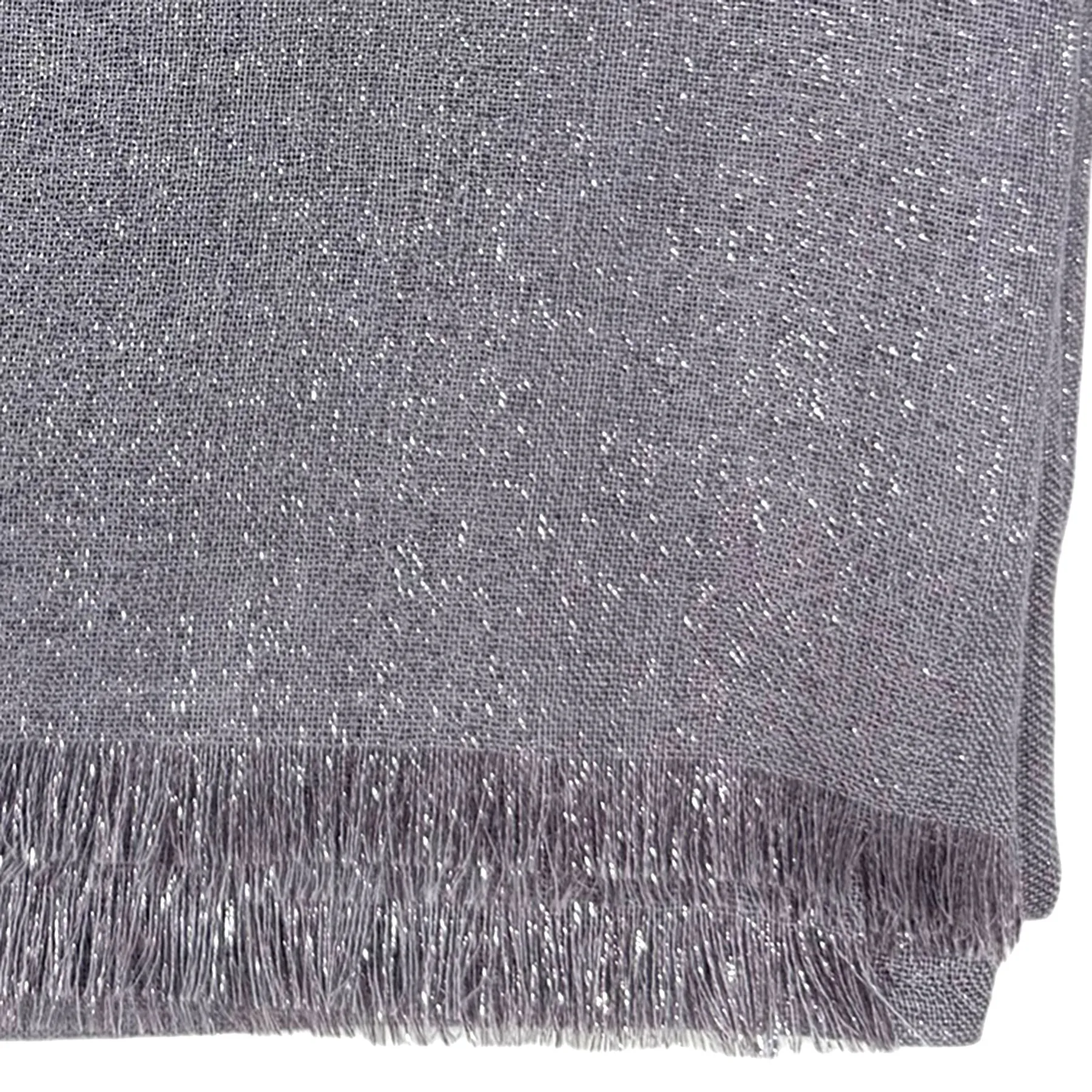 Brunello Cucinelli Cashmere Silk Scarf Gray Lavender Silver Sparkling - Luxury Large Women Shawl