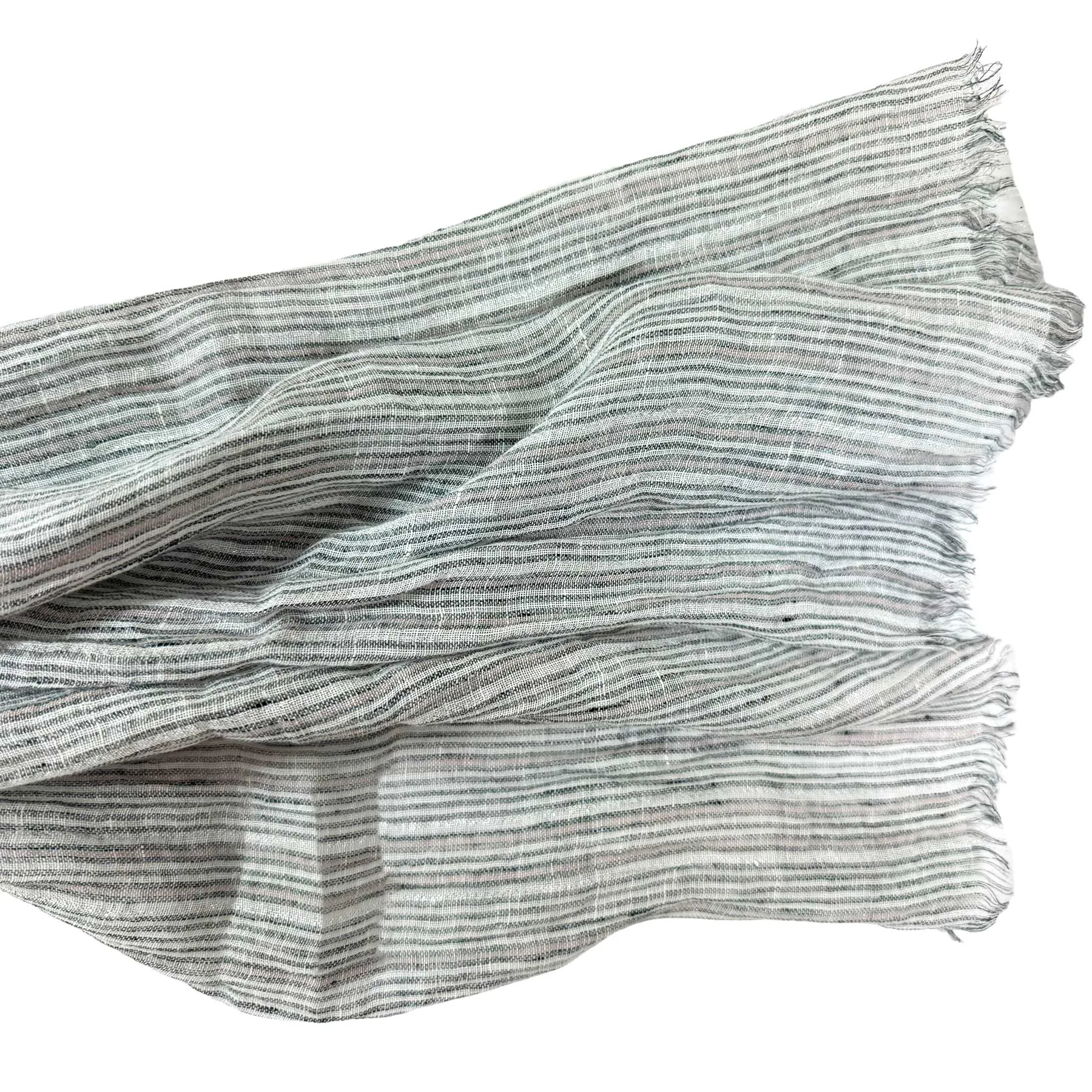 Brunello Cucinelli Linen Scarf Stripes Design - Extra Long Women Shawl FINAL SALE