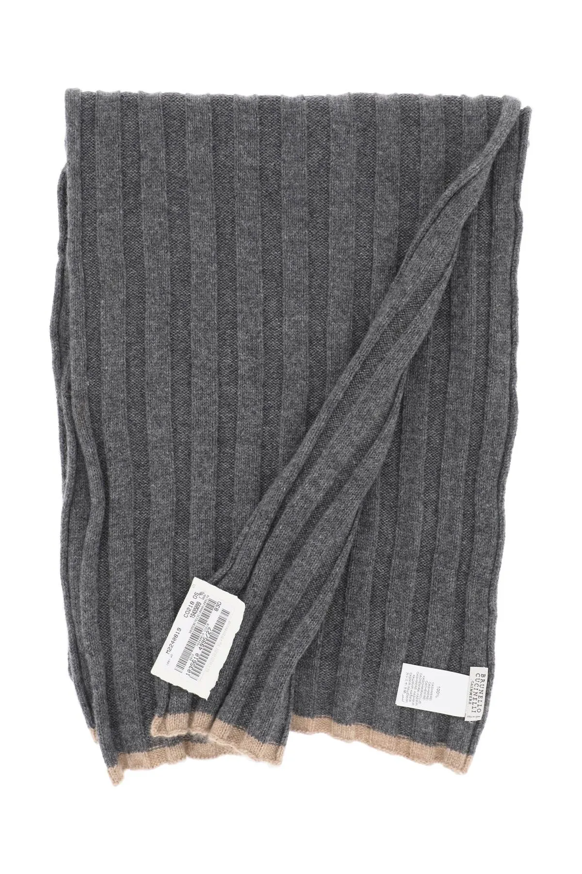 Brunello cucinelli scarf in ribbed cashmere