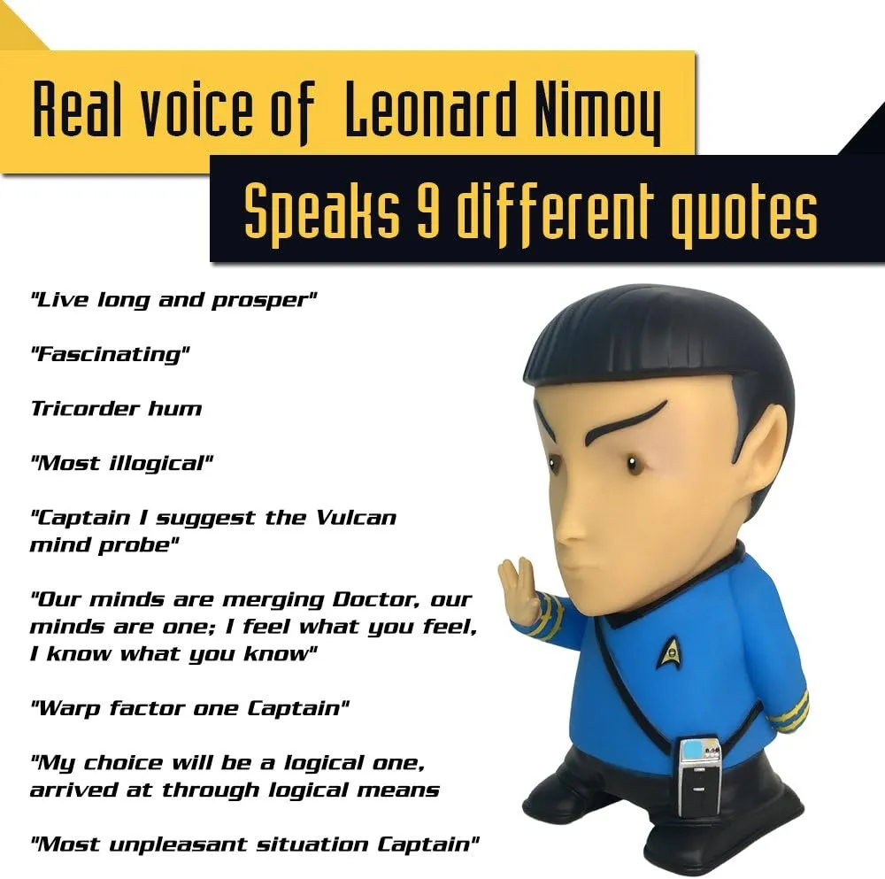 BUNDLE - Star Trek: TOS - Mr. Spock 6” Talking Bluetooth Figure Speaker with TOS Command Delta design 10,000 mAh Powerbank