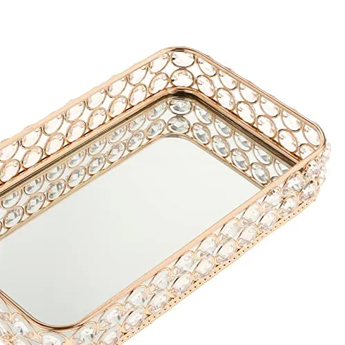 CALANDIS Rectangle Crystal Tray Table Mirrored Perfume Care Perfume Organizer Wedding