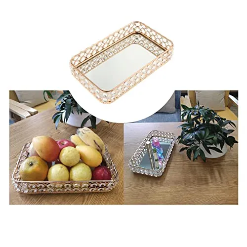 CALANDIS Rectangle Crystal Tray Table Mirrored Perfume Care Perfume Organizer Wedding