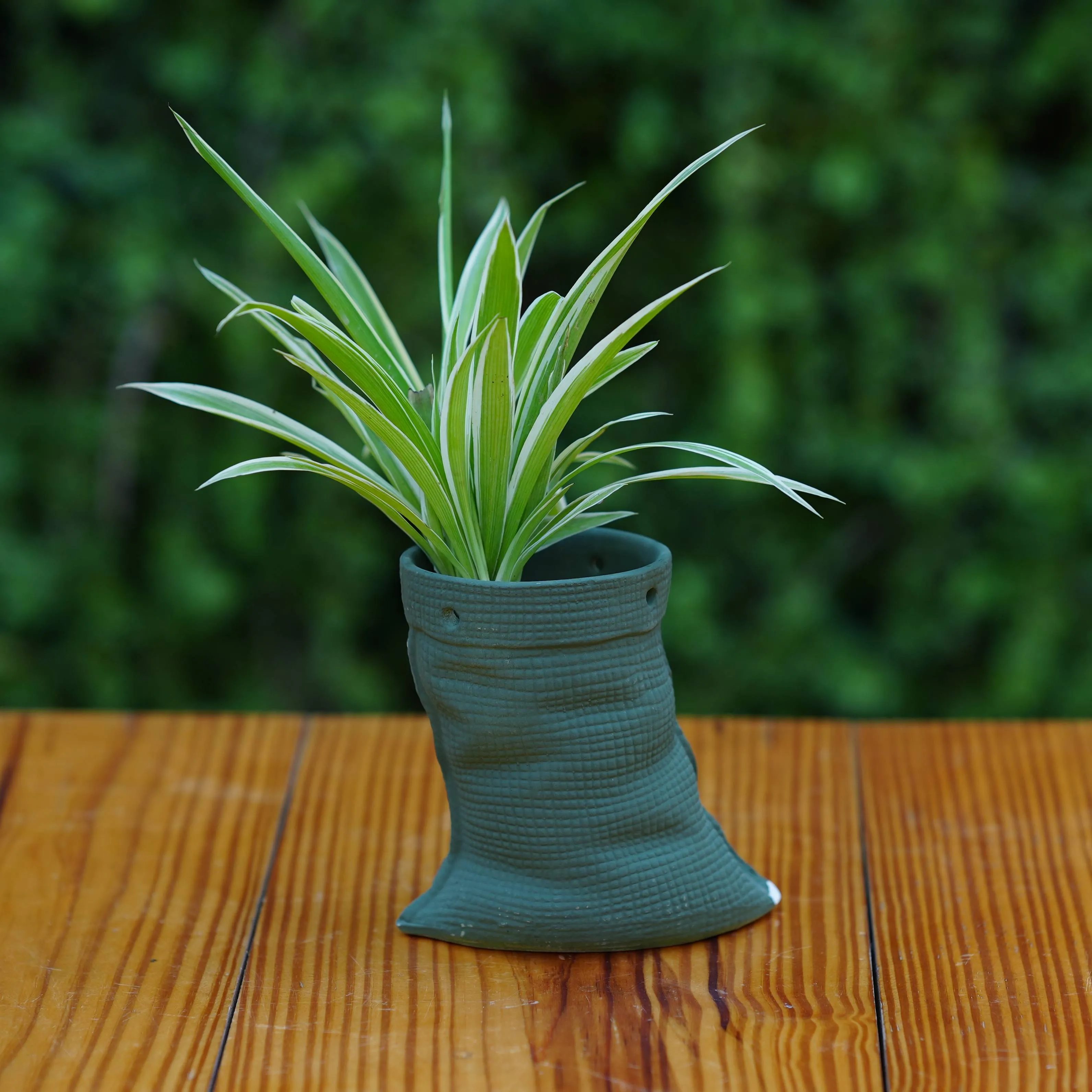 Ceramic Artisanal Grooved Tapered Pot/ Planter For Plants