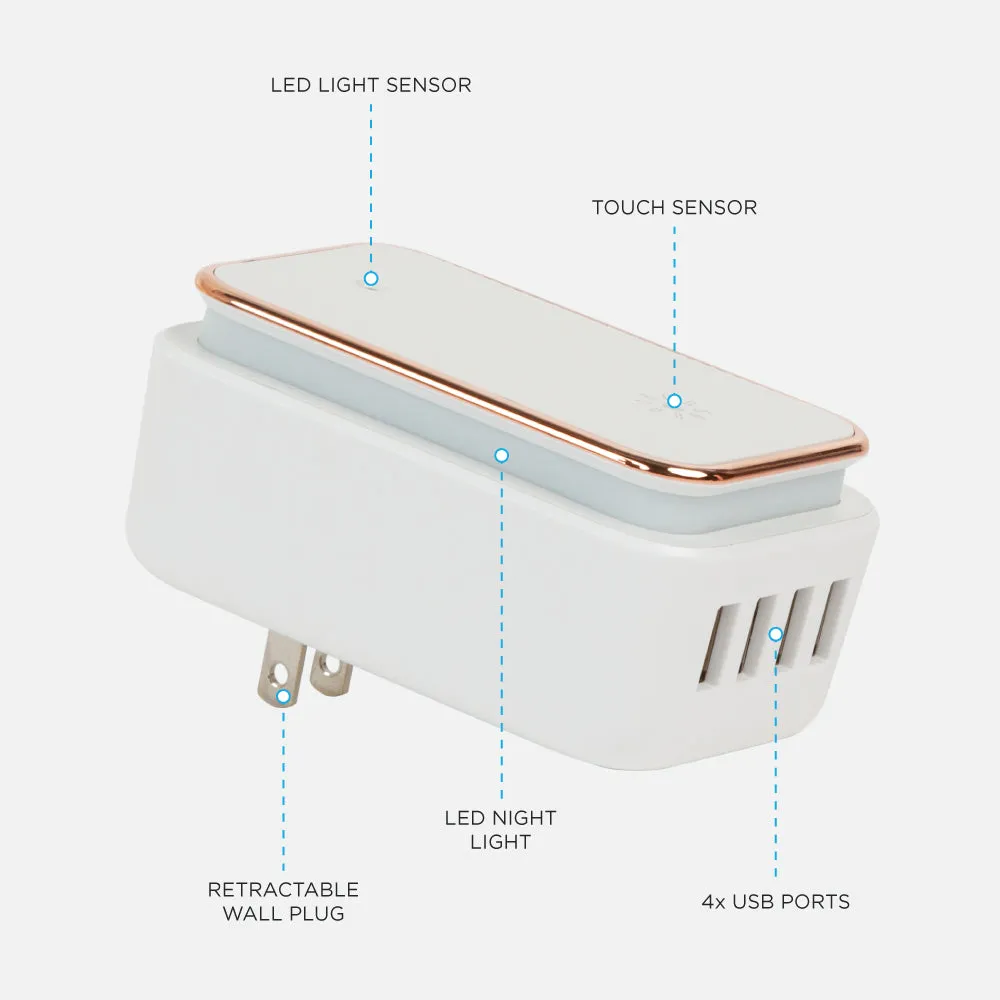 ChargeHub X4 – 4-Port USB and LED Night Light