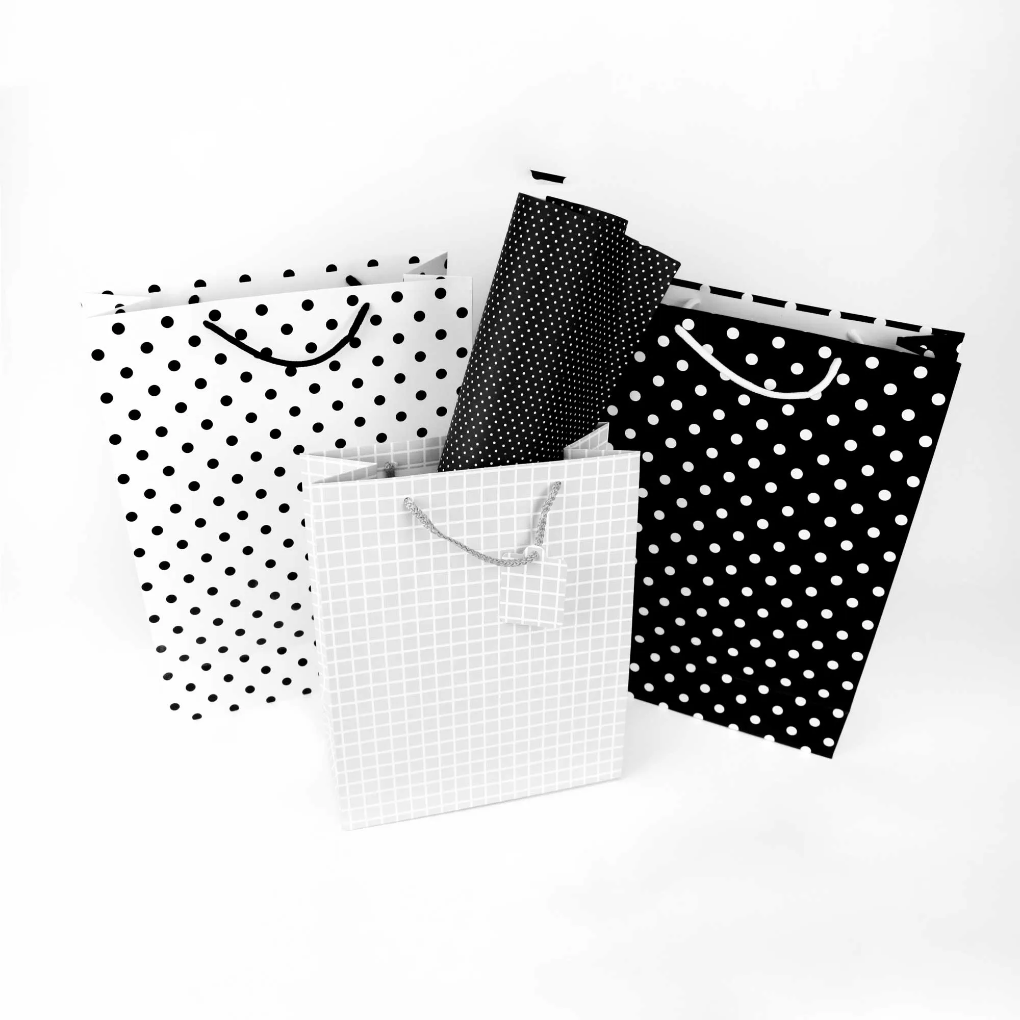 Chic Polka Dots-Pattern Gift Bags - Set of 6 Assorted colours (Sizes available)