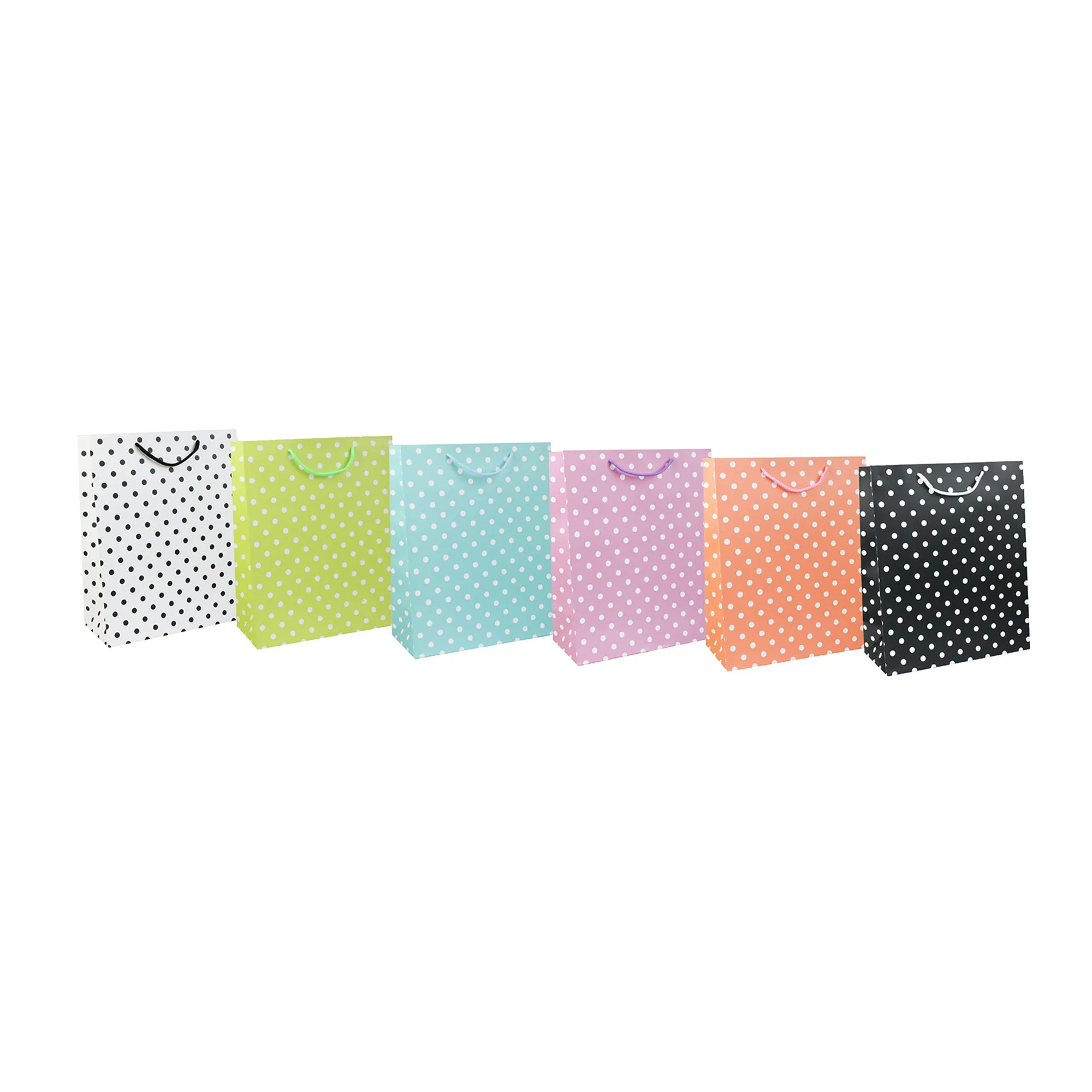 Chic Polka Dots-Pattern Gift Bags - Set of 6 Assorted colours (Sizes available)