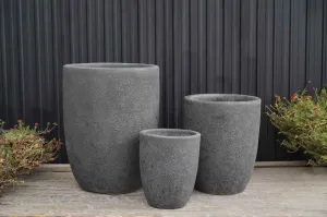 Durable Grey Ceramic Planters | Set of 3 for Modern Home & Garden Decor