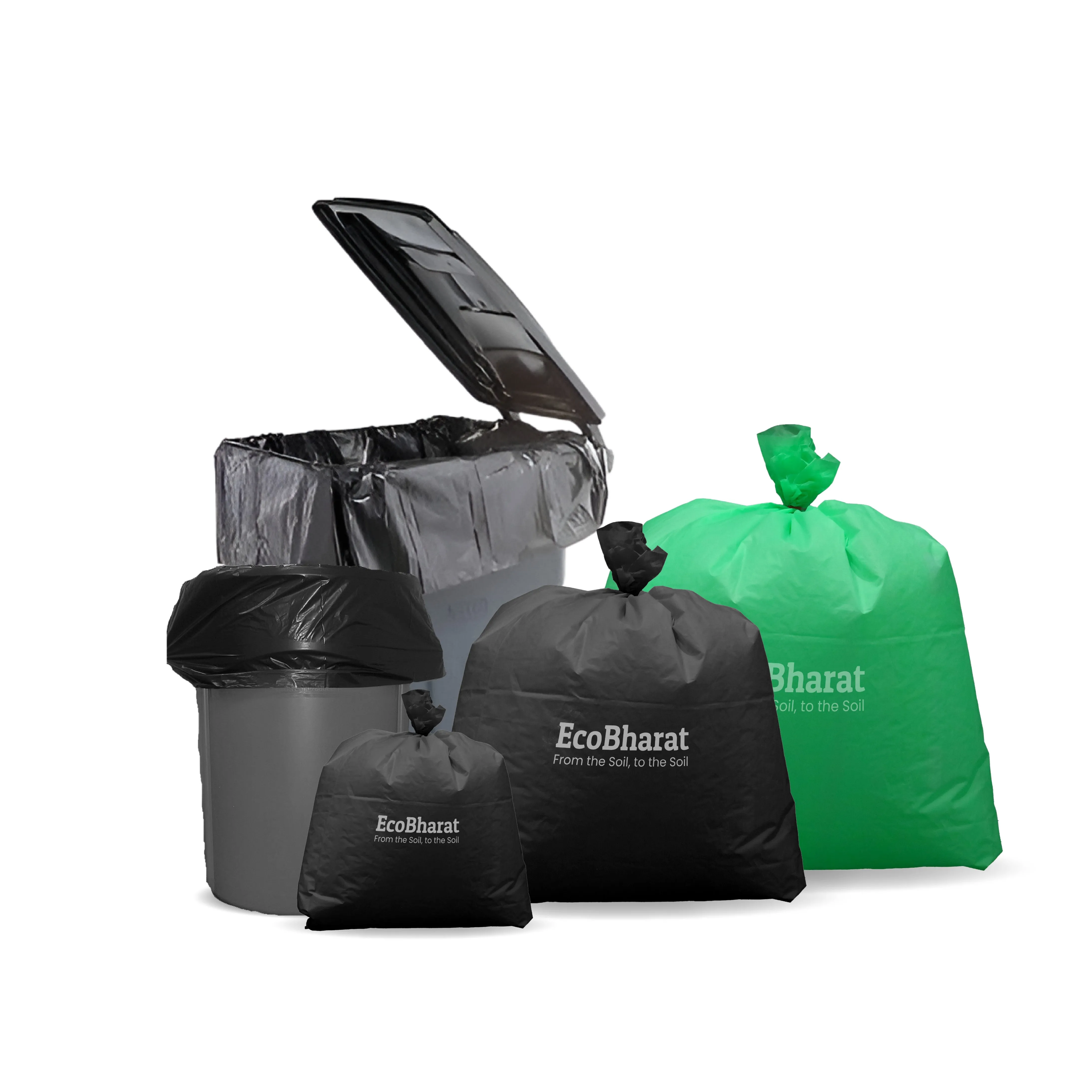 Ecobharat Bio Degradable and Compostable Bags | 17x19 (73 pieces) | Black