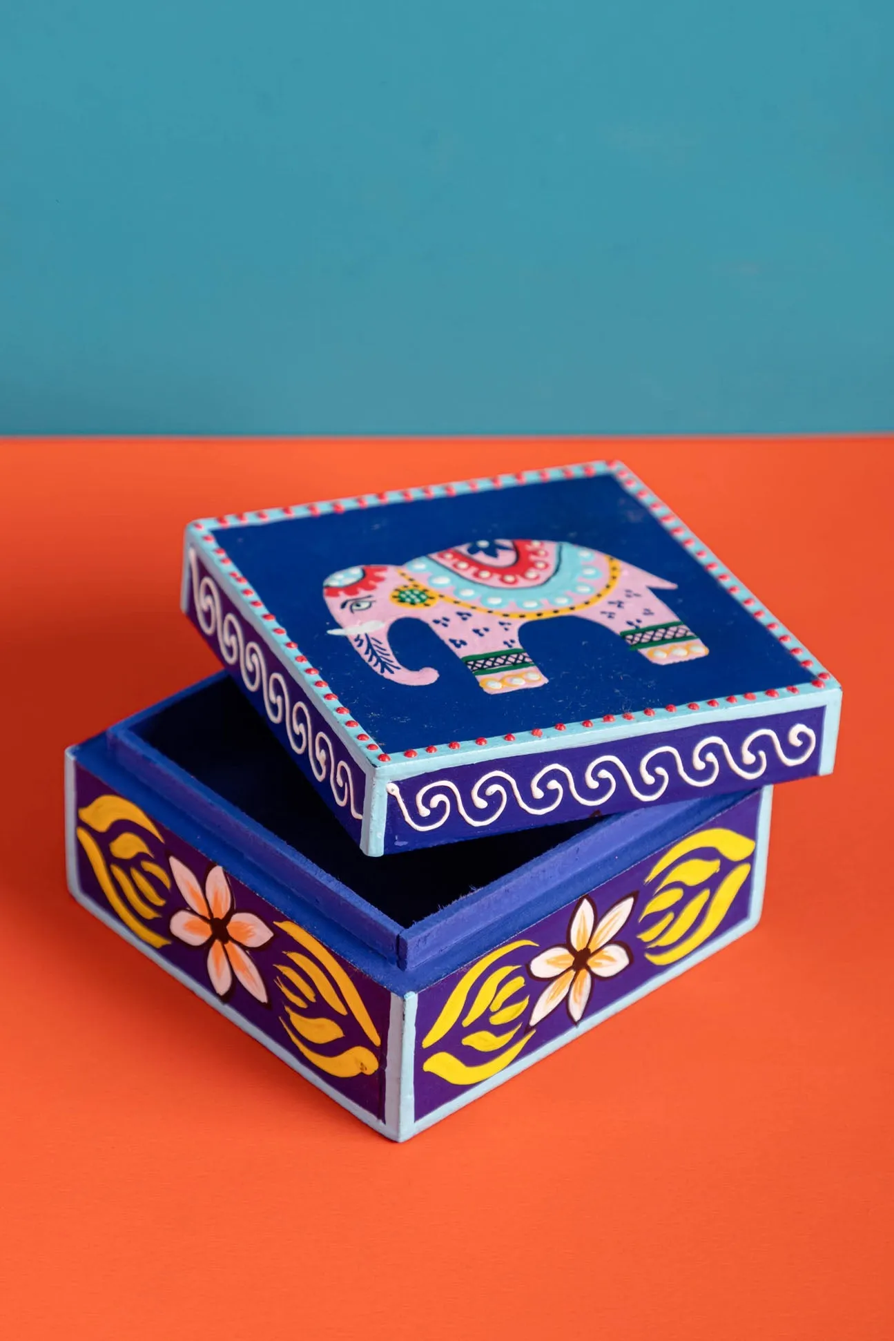 Elephant Hand Painted Box