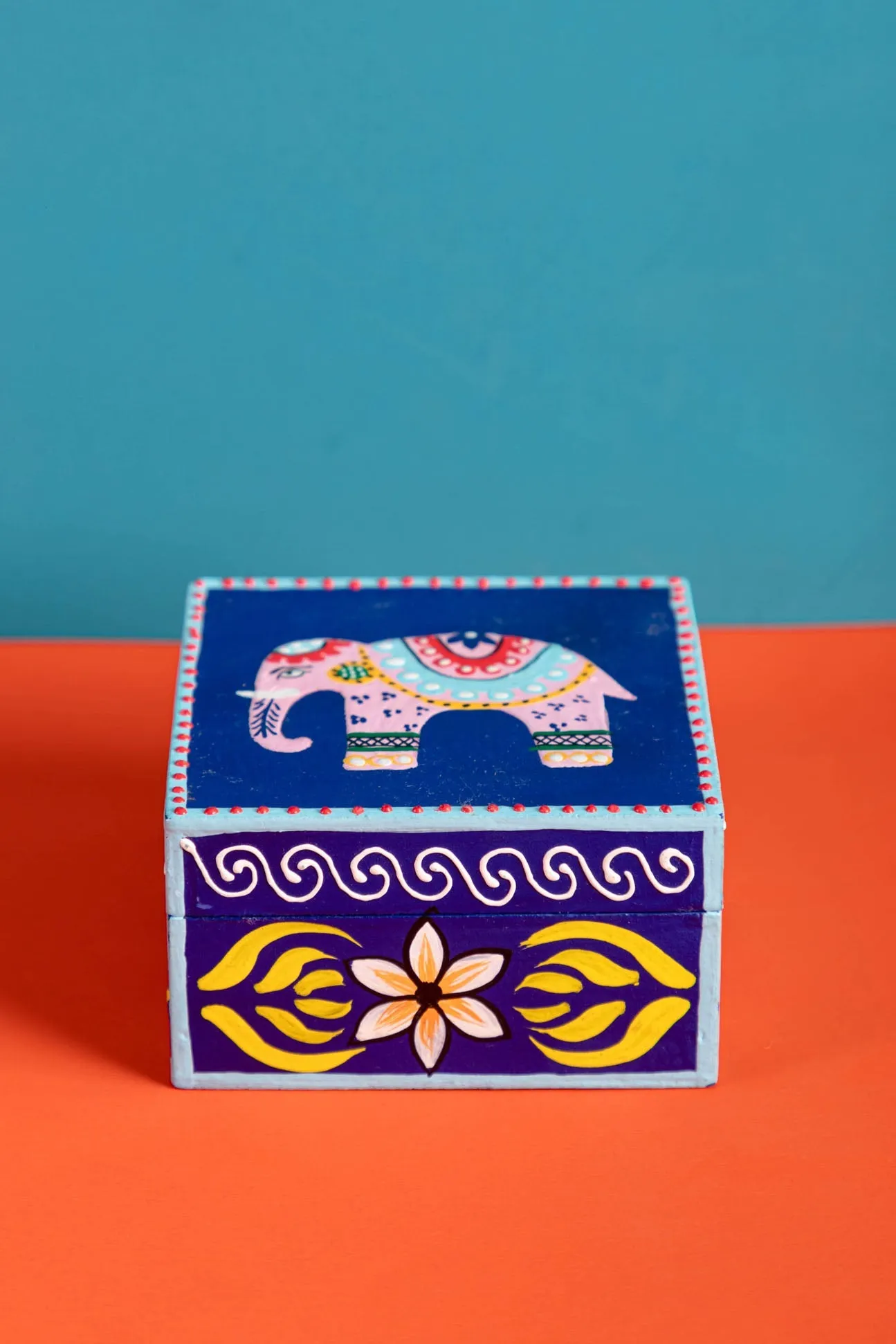 Elephant Hand Painted Box