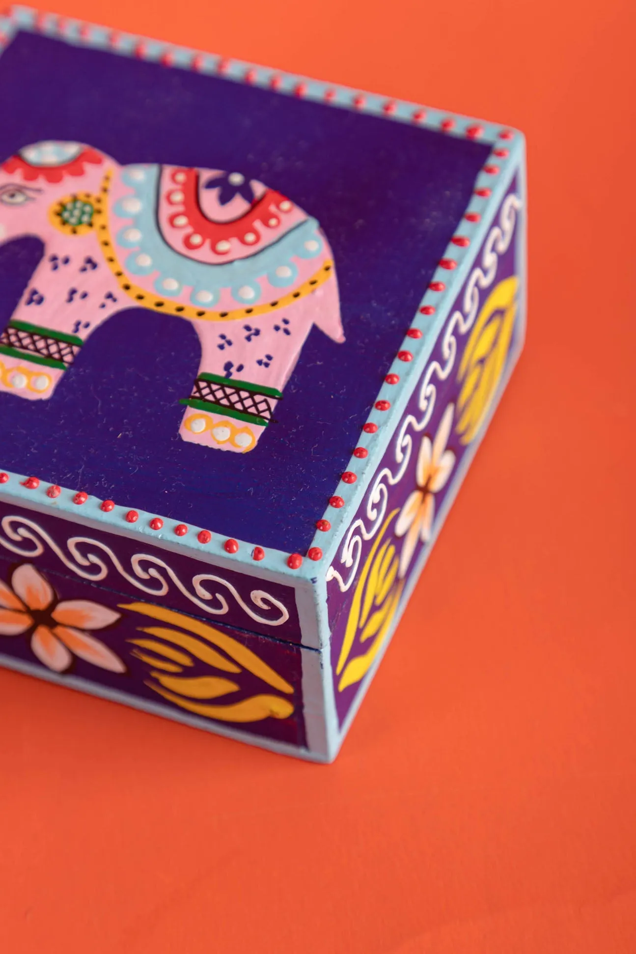 Elephant Hand Painted Box