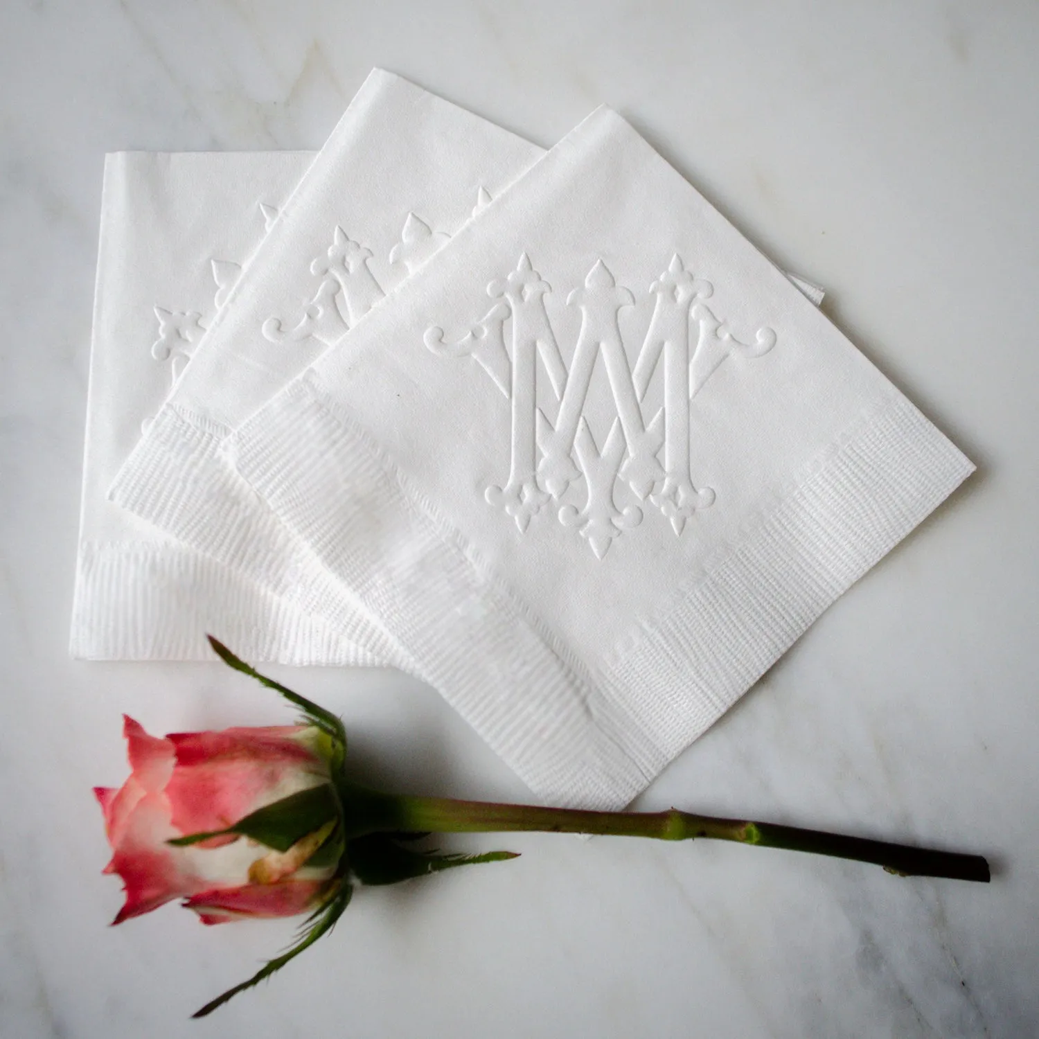 Embossed Personalized Cocktail Size Party Napkins