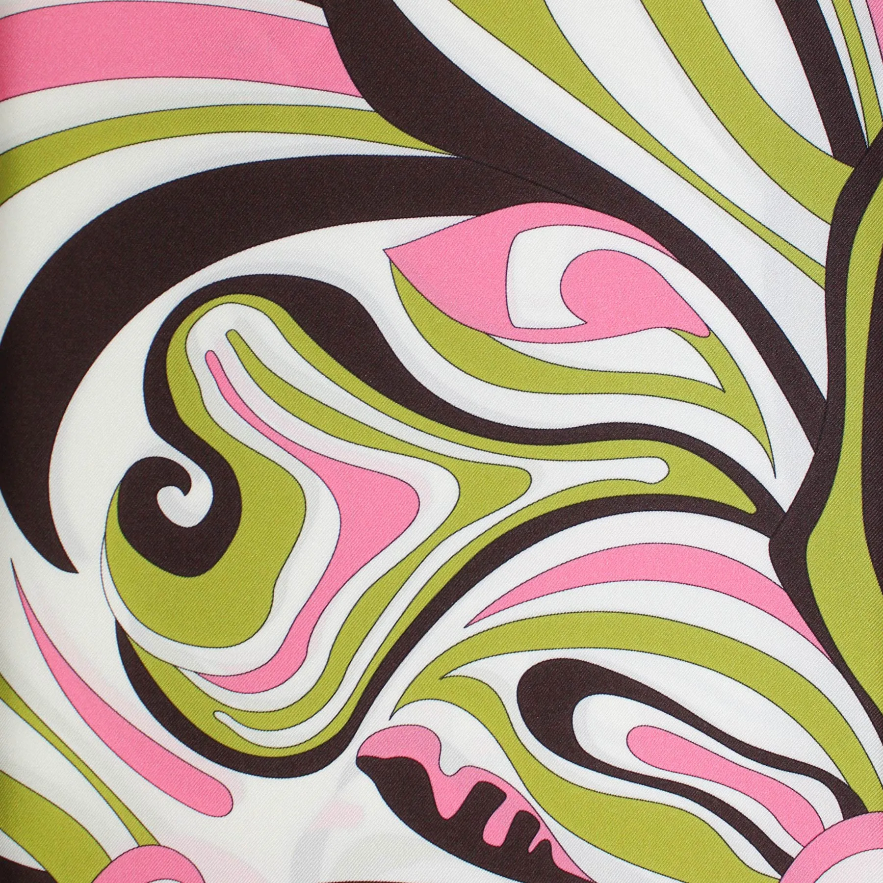 Emilio Pucci Scarf Pink Lime Black Swirl Floral - Twill Silk 36" Square Foulard