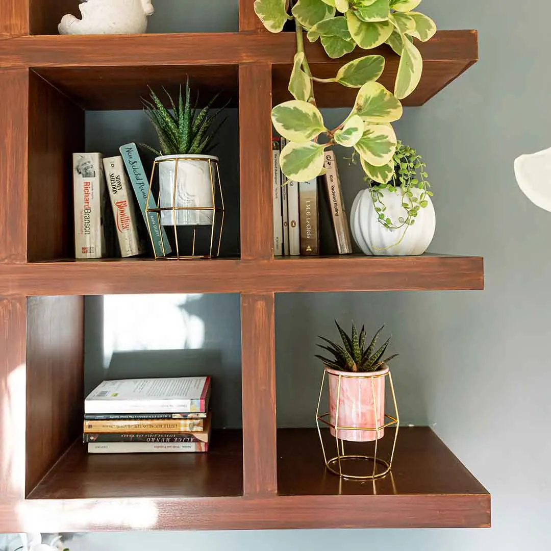 Grey Hexagon Planter with Stand