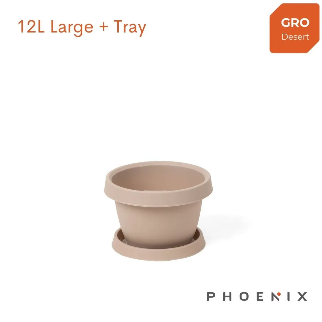 Gro Flowerpot with Tray 12L Large