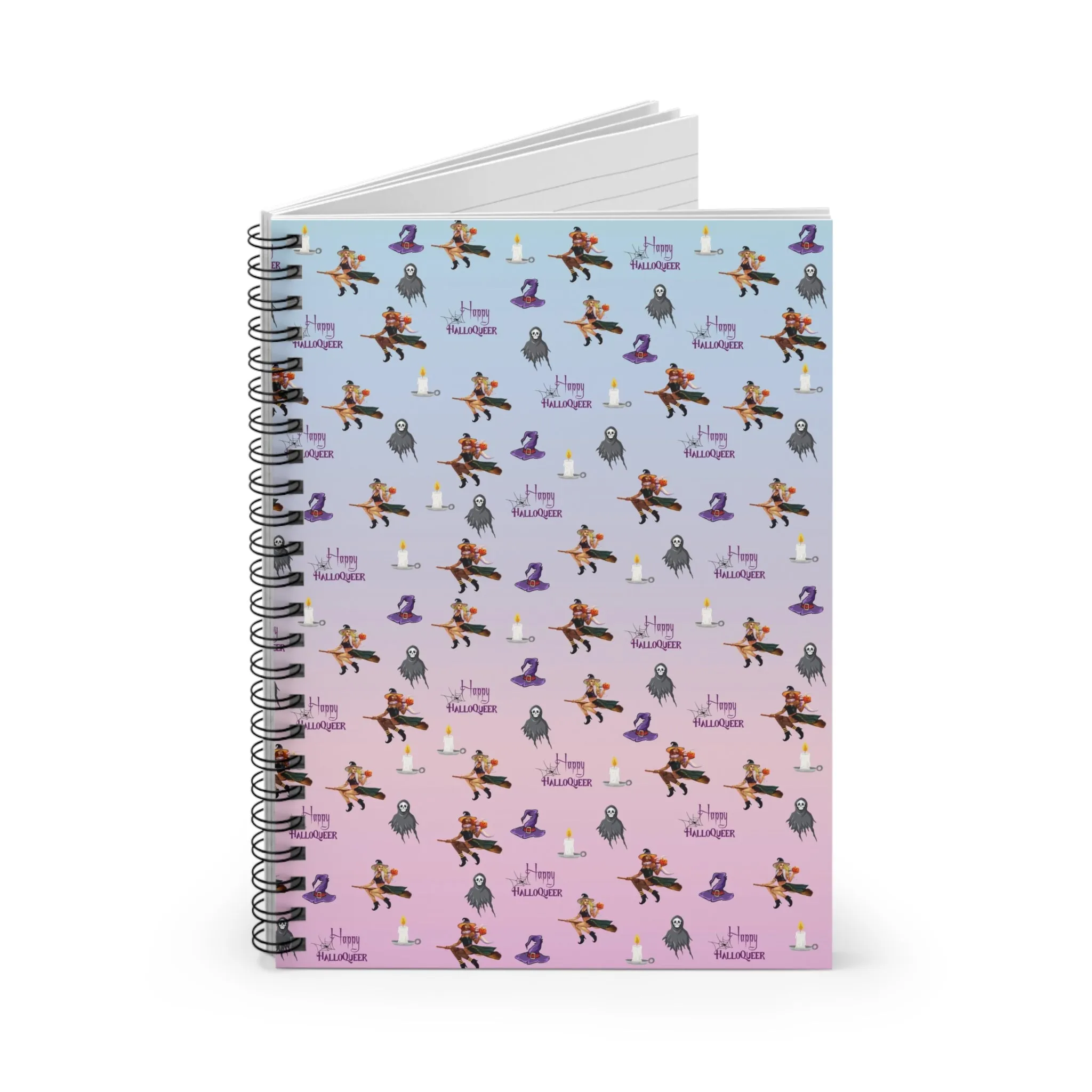 Halloween/ Spiral Notebook - Ruled Line/ Happy HallowQueer - Pattern