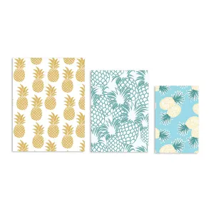 Hawaii Pineapples Saddle Stitch Notebooks, Set of 3