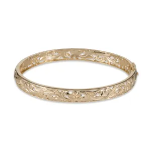 Hawaiian Heirloom Plumeria Hinge Bracelet in Gold - 8mm