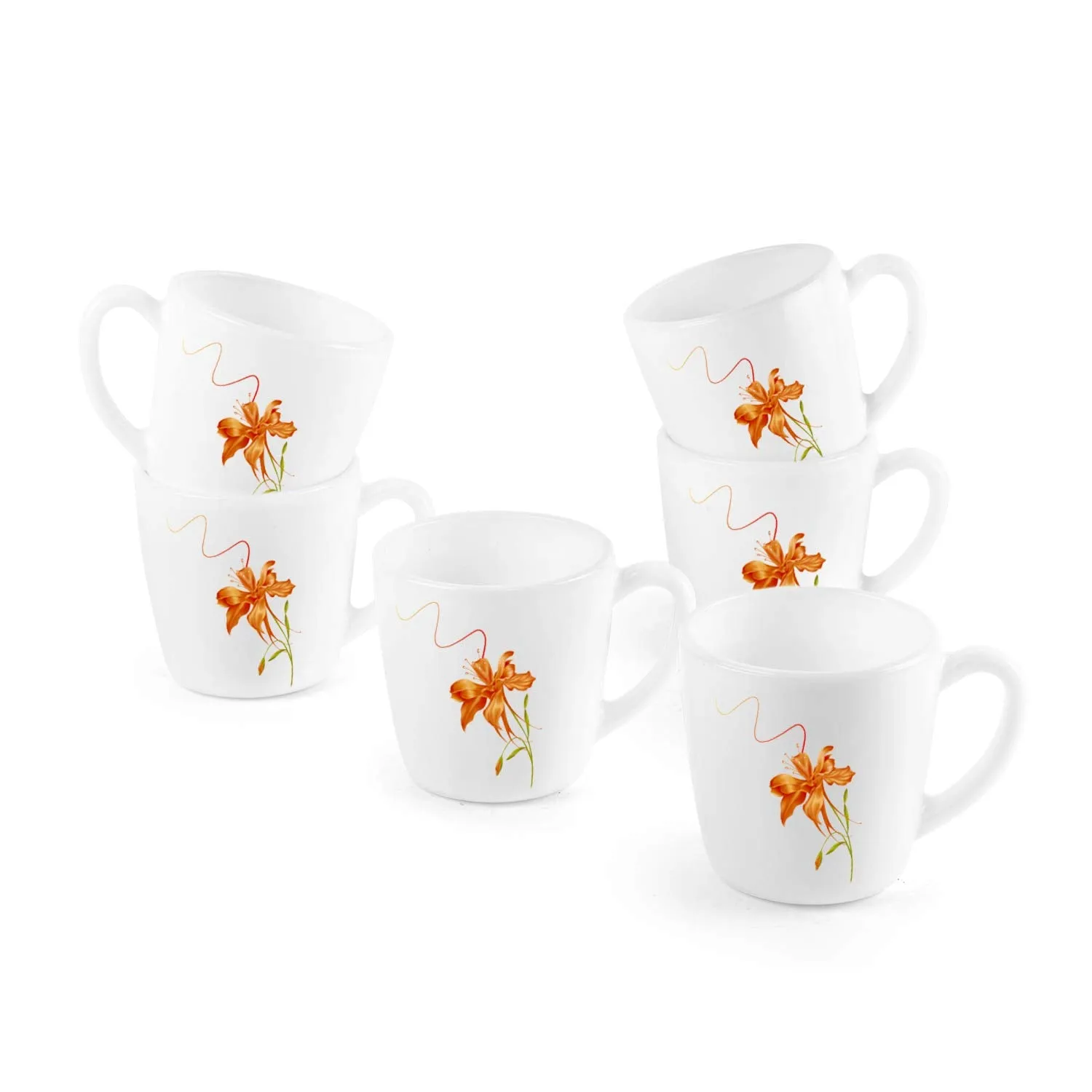 Imperial Orange Lily Ricca Mugs, 6 Pieces